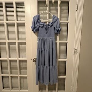 Francesca's Collections Light Blue Tiered Dress